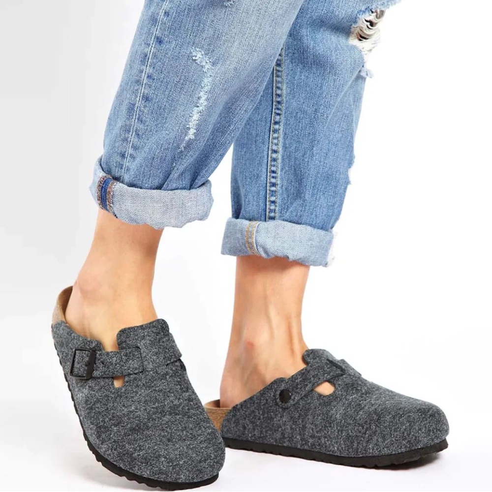 Birkenstock Boston in Anthracite Wool Felt (39)
